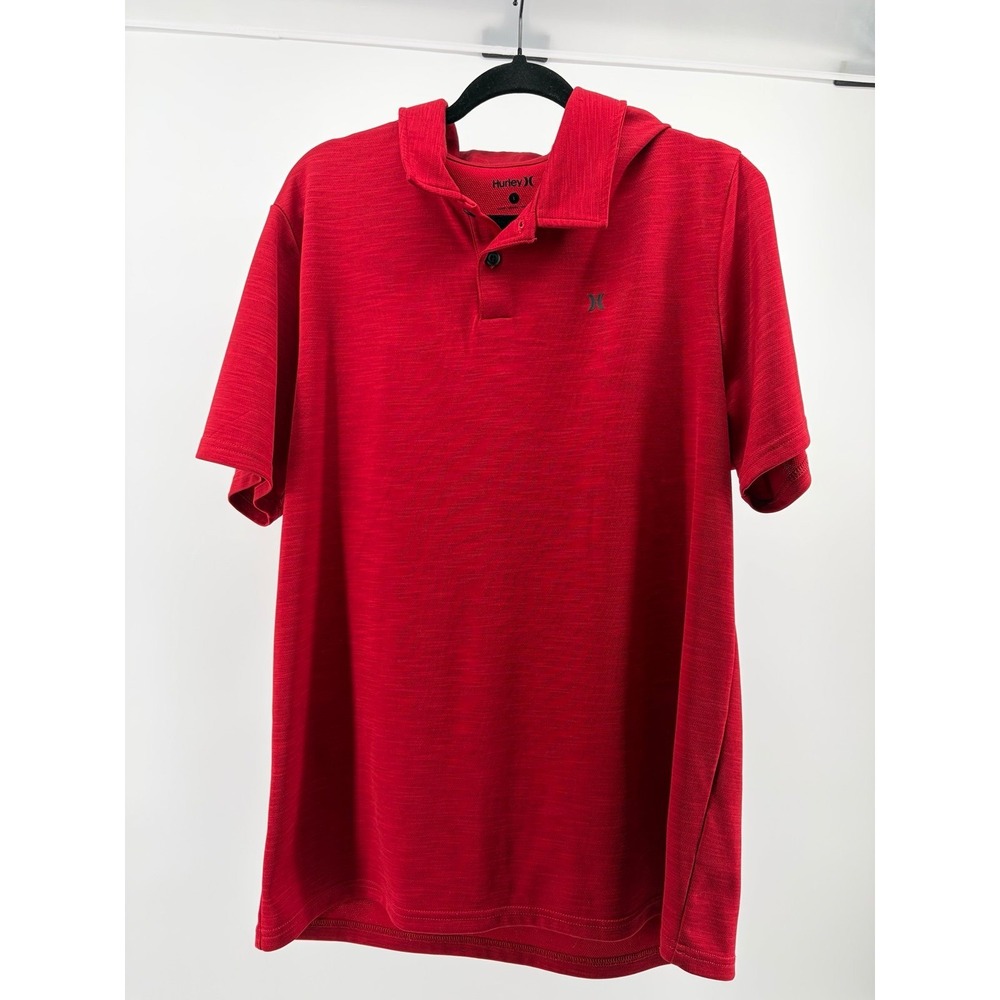 Hurley Red Polo Short Sleeve Shirt, Casual Dress, Mens Size Large‎ S157